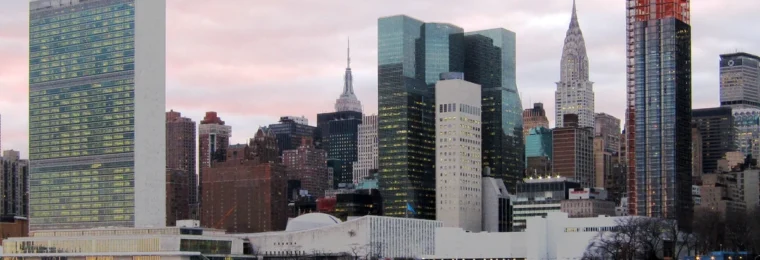 United Nations headquarters in New York City viewed from Roosevelt Island.