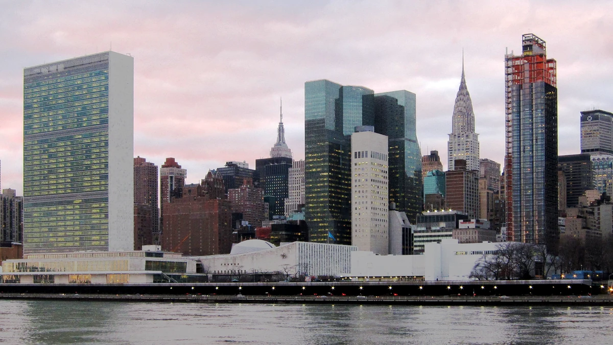 United Nations headquarters in New York City viewed from Roosevelt Island.