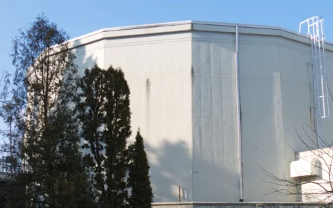 McMaster Nuclear Reactor building on the McMaster University campus in Hamilton, Ontario.