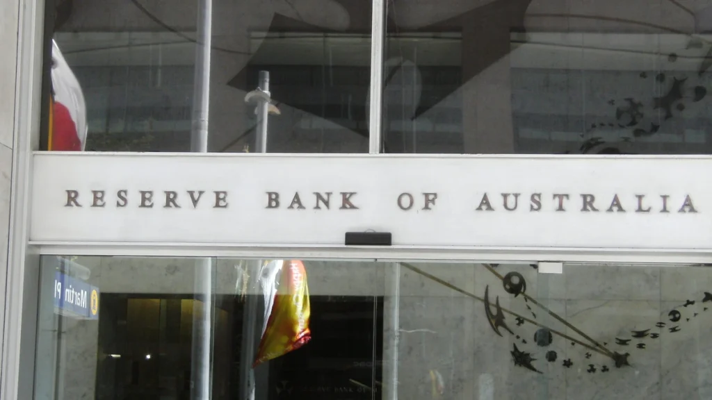 Reserve Bank of Australia sign on the bank’s Sydney building.