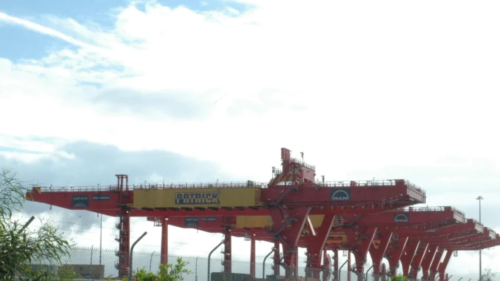 Shipping container cranes at Port Botany in New South Wales, Australia.