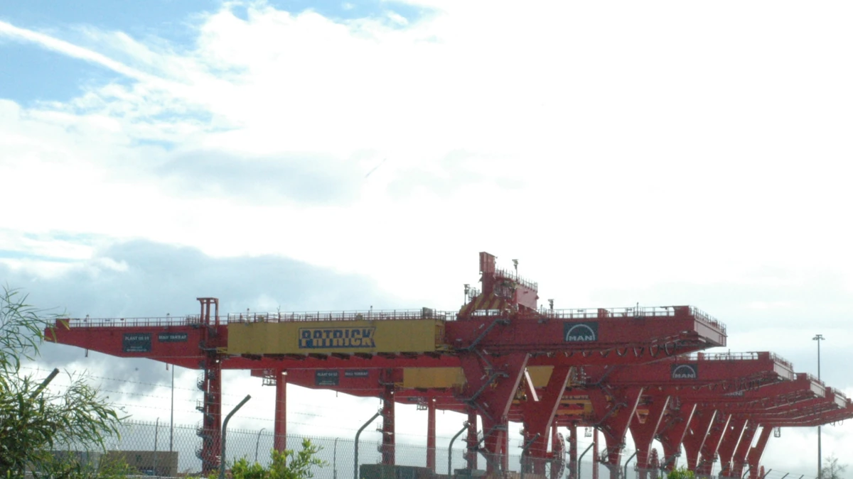 Shipping container cranes at Port Botany in New South Wales, Australia.