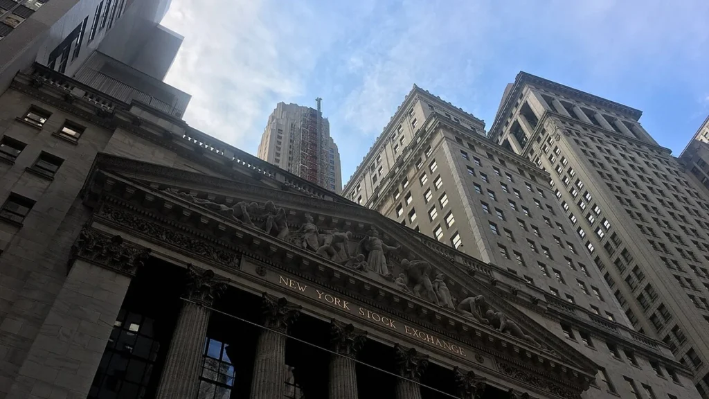 New York Stock Exchange building on Broad Street in Manhattan.