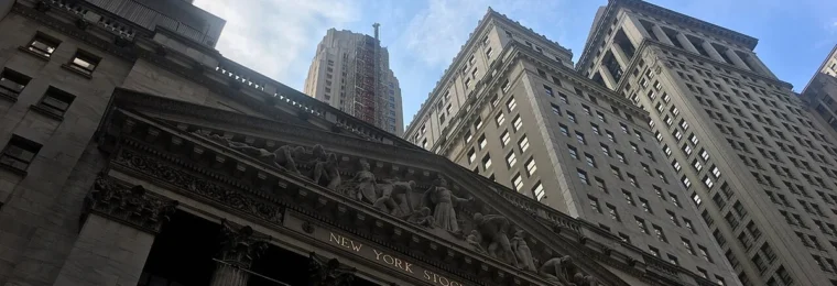 New York Stock Exchange building on Broad Street in Manhattan.
