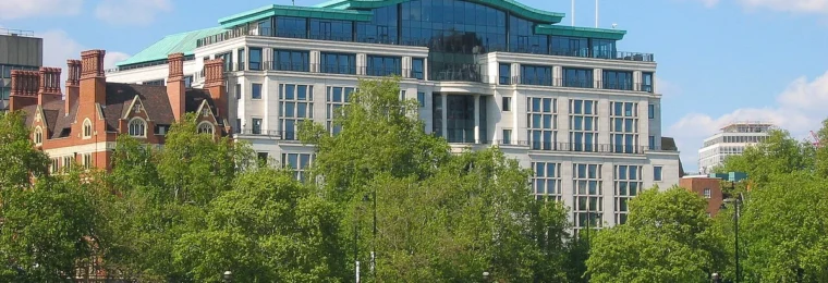 Globe House, British American Tobacco's headquarters in London, viewed from across the River Thames.
