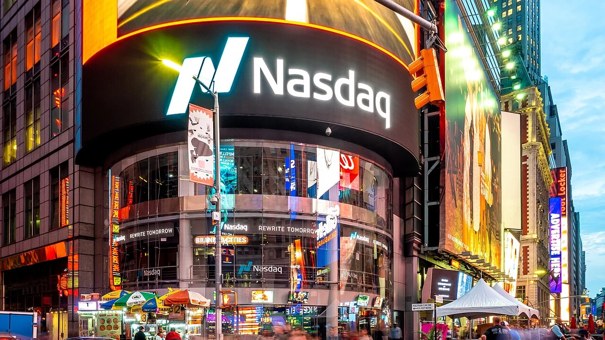 Nasdaq MarketSite building in Times Square, New York.