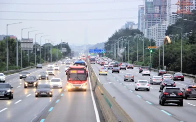 Traffic on the Gyeongbu Expressway in South Korea.