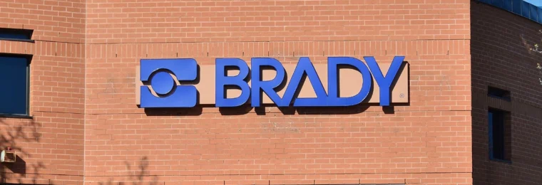 Brady Corporation sign on the exterior of the company's Markham, Ontario office.