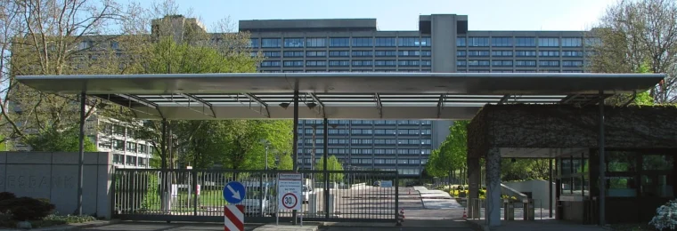 Entrance to the Deutsche Bundesbank headquarters in Frankfurt, Germany.