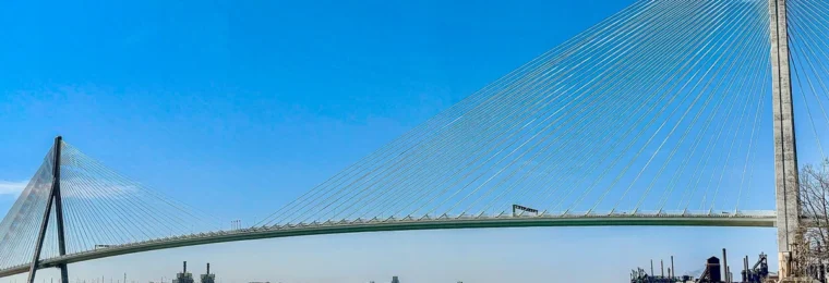 Gordie Howe International Bridge spanning the Detroit River between Detroit and Windsor.