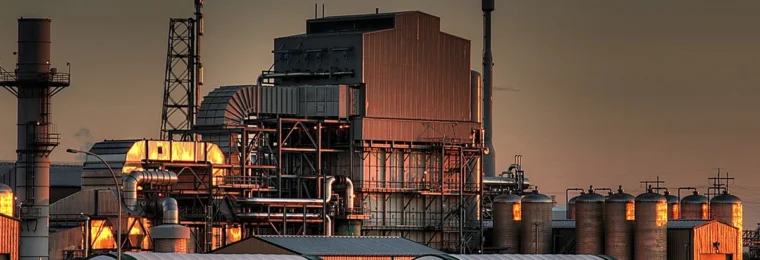 Refinery buildings and petroleum infrastructure in Edmonton, Alberta, Canada.