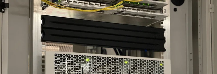 Ciena 6500 optical networking equipment installed in a rack.