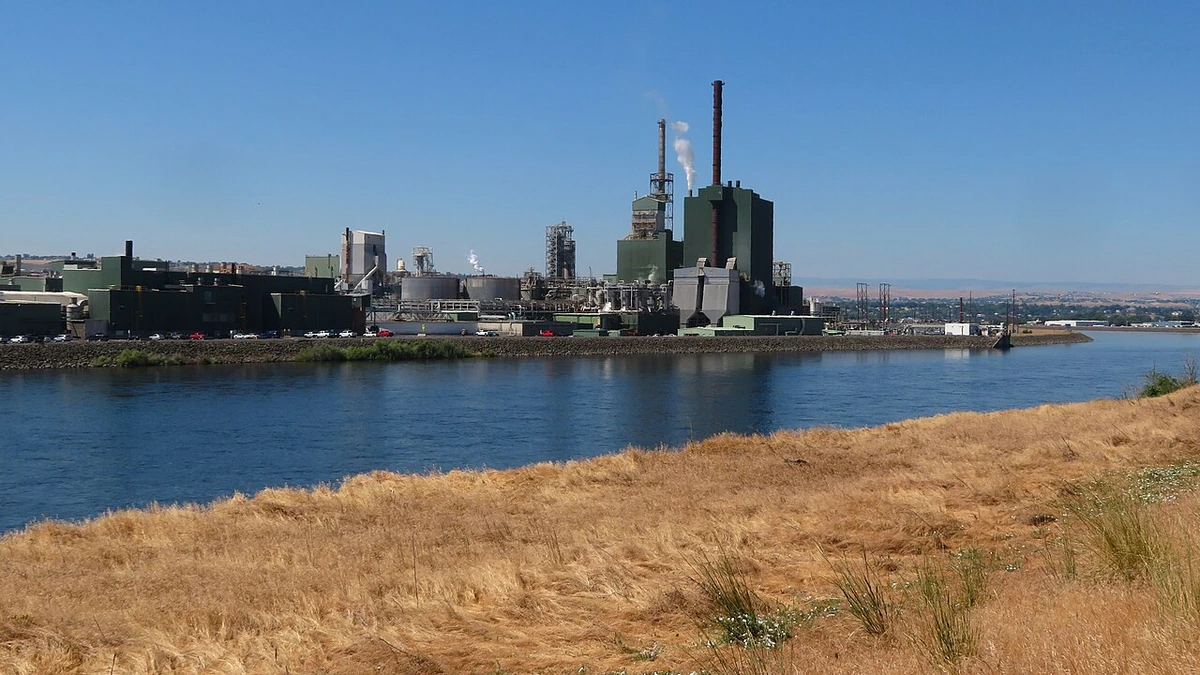 Clearwater Paper mill on the Clearwater River in Lewiston, Idaho.