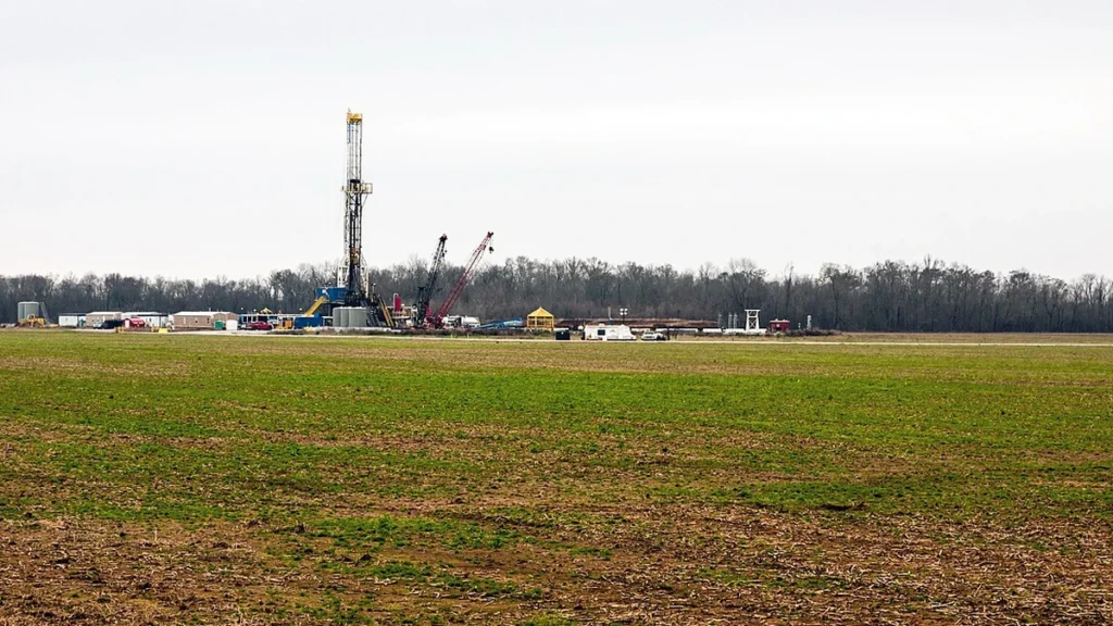 Natural gas drilling site in the Haynesville Shale near Shreveport, Louisiana.
