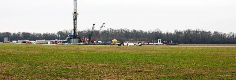 Natural gas drilling site in the Haynesville Shale near Shreveport, Louisiana.