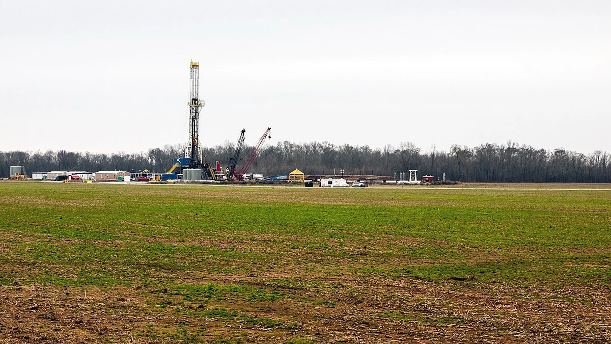 Natural gas drilling site in the Haynesville Shale near Shreveport, Louisiana.