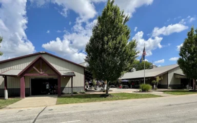 Exterior of the Corteva Agriscience FFA Pavilion at the Indiana State Fair in Indianapolis.
