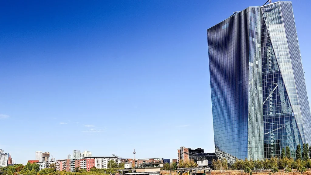 European Central Bank headquarters beside the Main River in Frankfurt, Germany.