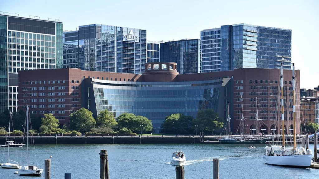 John Joseph Moakley United States Courthouse on Boston Harbor in Massachusetts.
