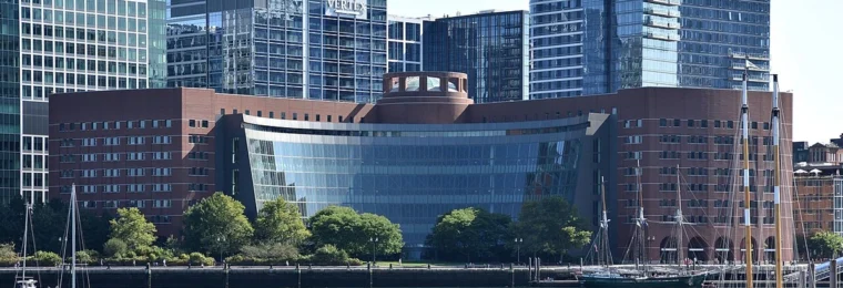 John Joseph Moakley United States Courthouse on Boston Harbor in Massachusetts.