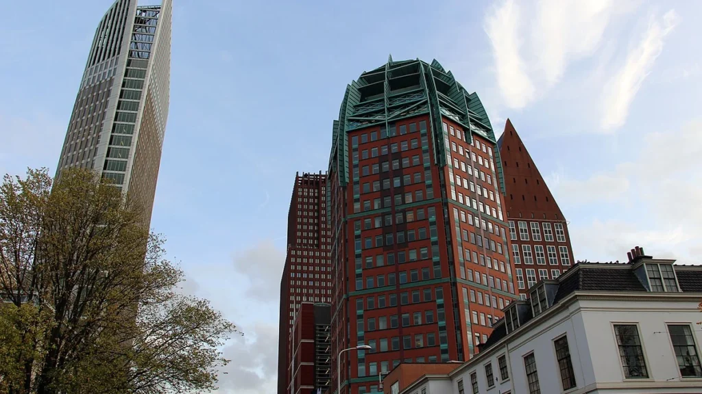 Zurichtoren and surrounding buildings in The Hague, Netherlands.