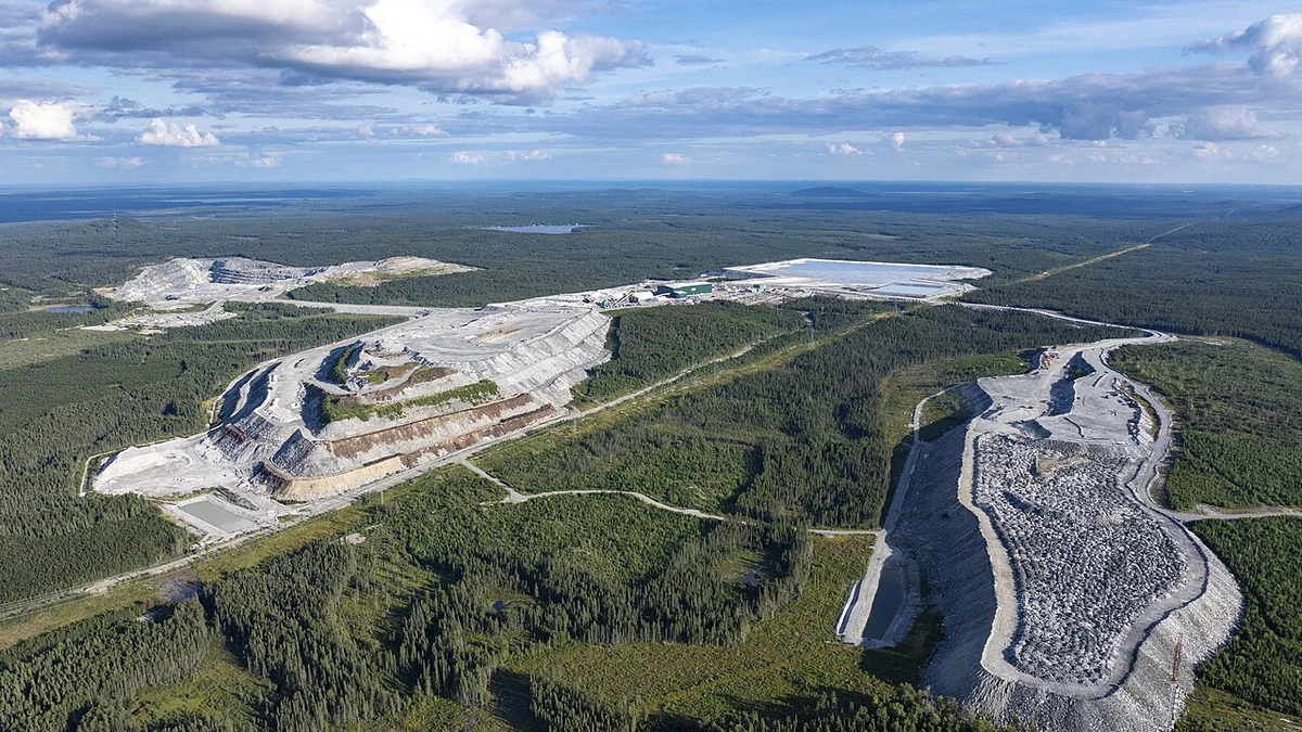 Aerial view of the North American Lithium mine in La Corne, Quebec.