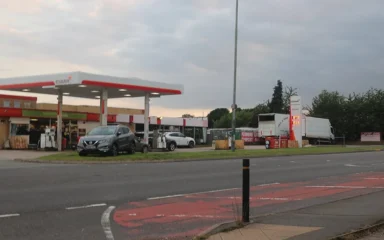Essar-branded petrol station on Watling Street in Dordon, Warwickshire.
