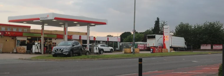 Essar-branded petrol station on Watling Street in Dordon, Warwickshire.