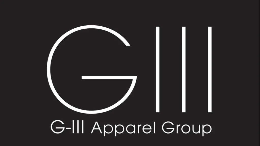 G-III Apparel Group logo in white on a dark background.