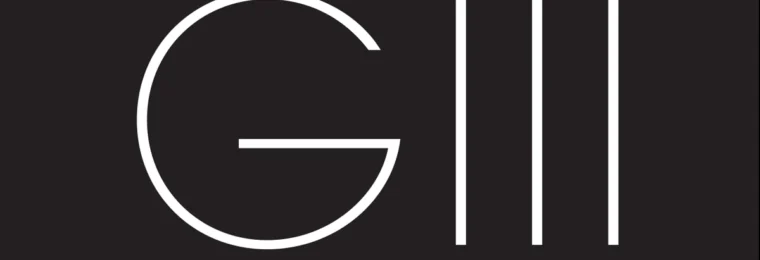 G-III Apparel Group logo in white on a dark background.