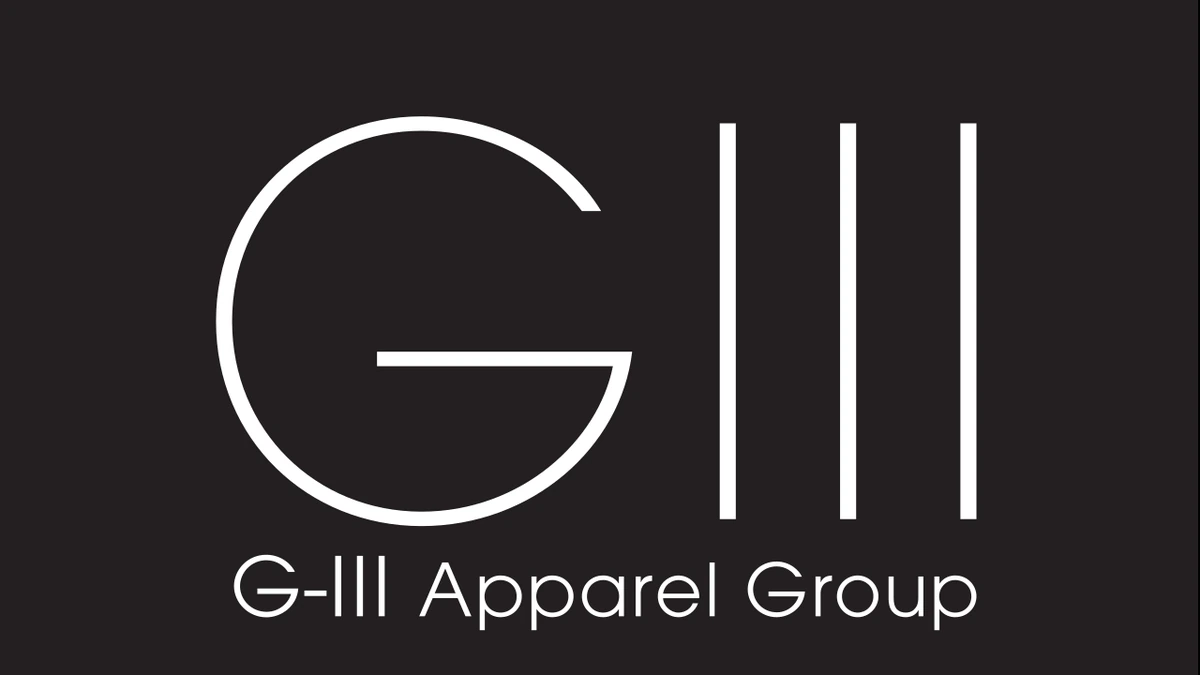 G-III Apparel Group logo in white on a dark background.