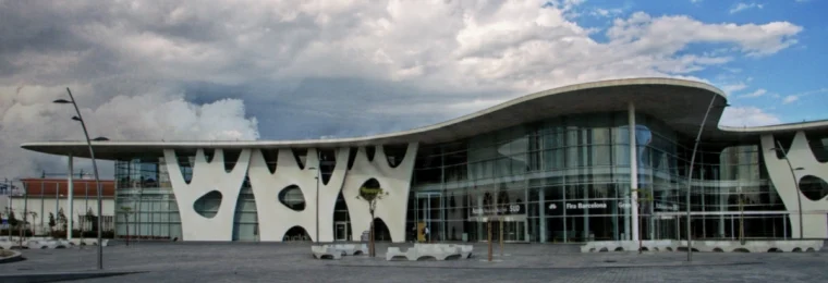 Main entrance of Fira de Barcelona's Gran Via venue in Barcelona, Spain.