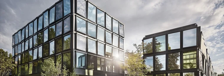 Helvetia Insurance Group headquarters buildings in St. Gallen, Switzerland.