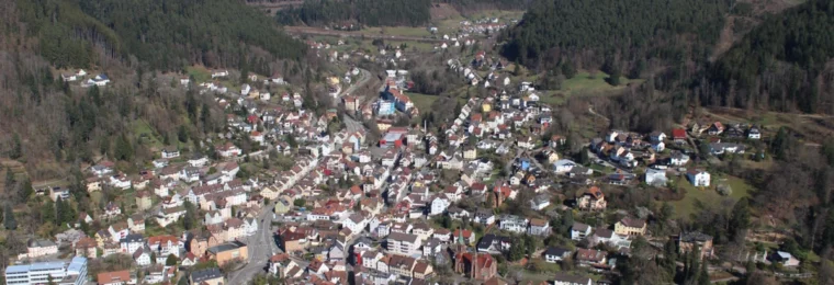 View over Schramberg, Germany, from the Hohenschramberg ruins.