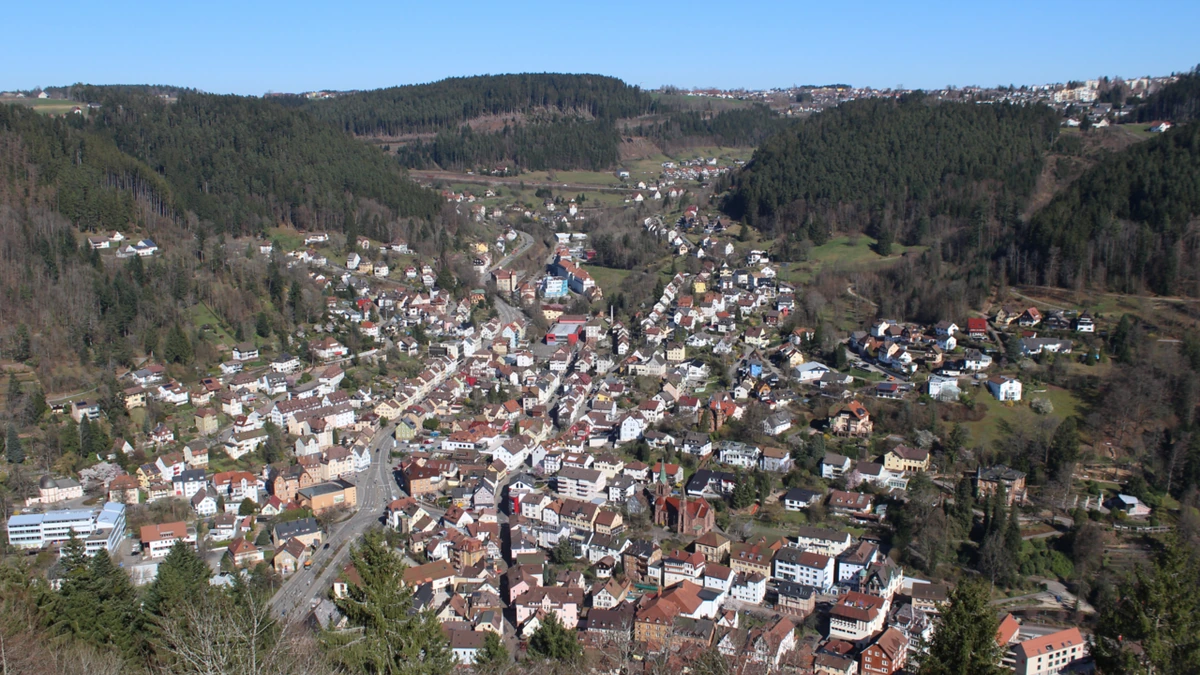 View over Schramberg, Germany, from the Hohenschramberg ruins.