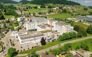 Aerial view of the HUBER+SUHNER site in Herisau, Switzerland.