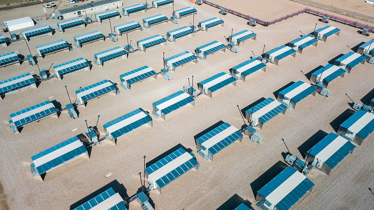 Aerial view of Hut 8's bitcoin mining facility in Medicine Hat, Alberta.