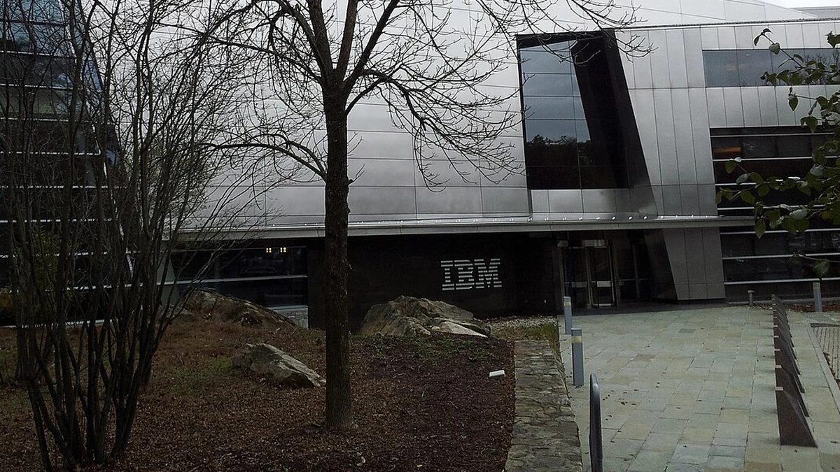 IBM corporate headquarters in Armonk, New York, with IBM signage visible on the building.