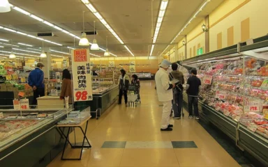Shoppers inside a supermarket in Japan.