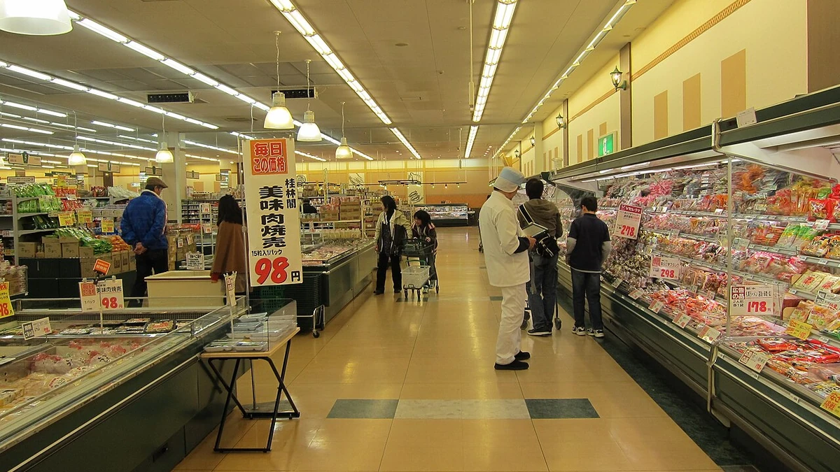 Shoppers inside a supermarket in Japan.