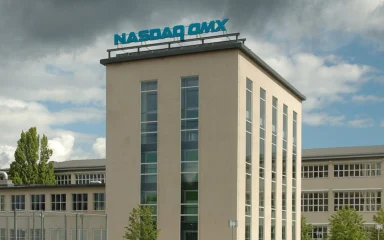 Nasdaq OMX signage on exchange facilities in Frihamnen, Stockholm.