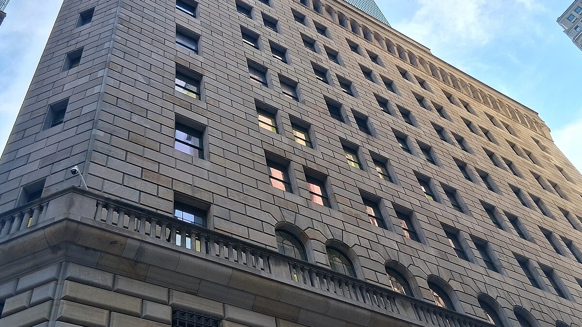 Federal Reserve Bank of New York building in Manhattan.