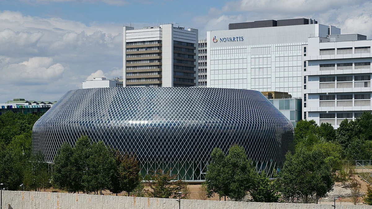 Novartis Pavillon and Novartis campus buildings in Basel, Switzerland.