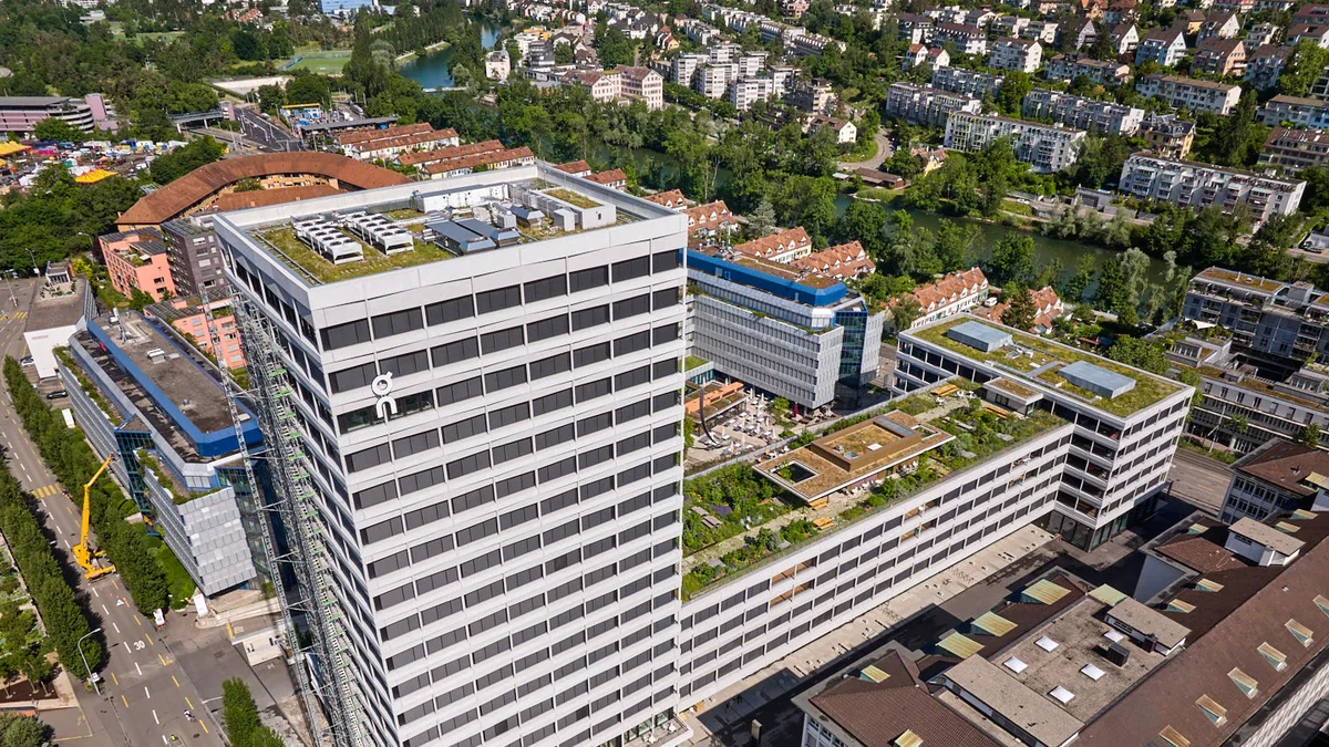 Aerial view of On Labs headquarters in Zurich, Switzerland.