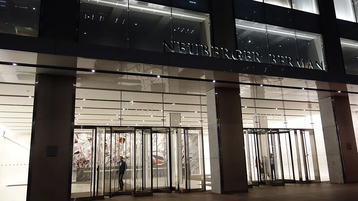 Entrance to Neuberger Berman headquarters at 1290 Avenue of the Americas in New York City.