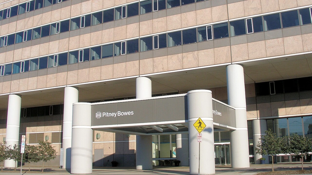 Exterior of the former Pitney Bowes headquarters building in Stamford, Connecticut.