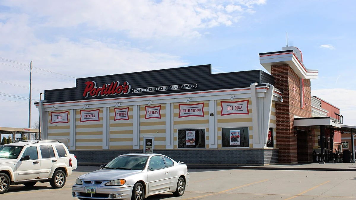 Exterior of a Portillo’s restaurant in Davenport, Iowa.
