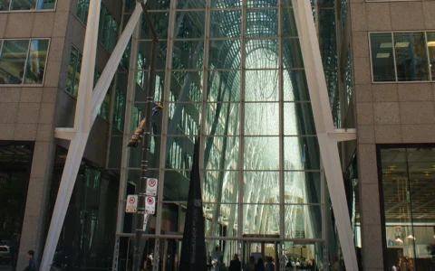 Bay Street entrance to Brookfield Place in Toronto, Ontario.