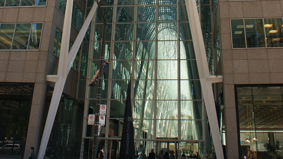 Bay Street entrance to Brookfield Place in Toronto, Ontario.