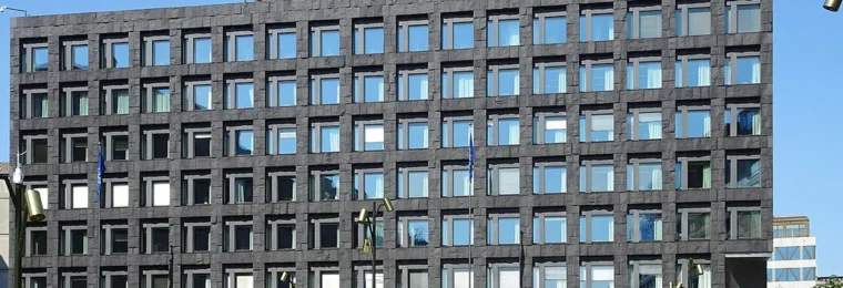 Sveriges Riksbank headquarters at Brunkebergstorg in Stockholm.